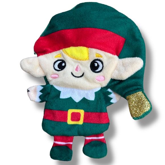 Merry & Bright Green Elf Flattie Dog Toy Squeak Crinkle Plush Shake Play Holiday - Picture 2 of 4